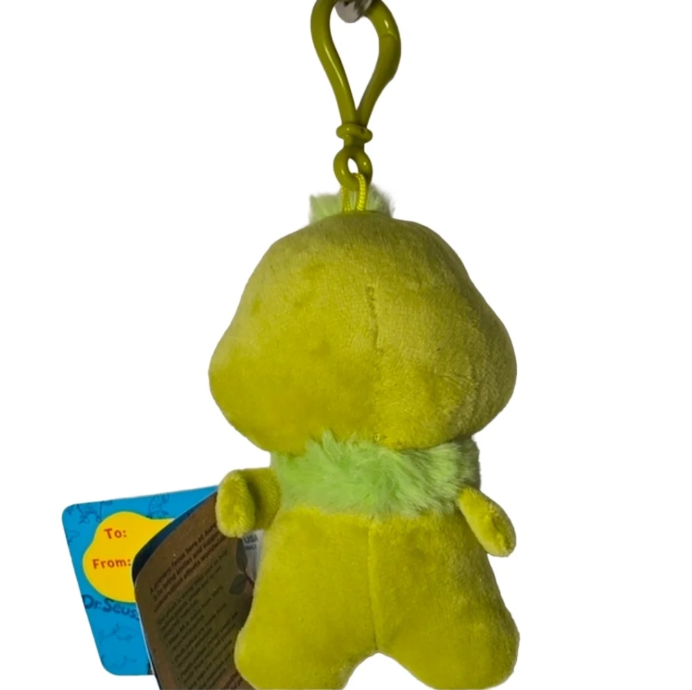 Dr. Seuss Grinch Plush Bag Clip Keychain Purse Charm New - Picture 2 of 2
